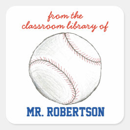 Personalisiertes Baseball-Lehrergeschenk-Exlibris Quadratischer Aufkleber