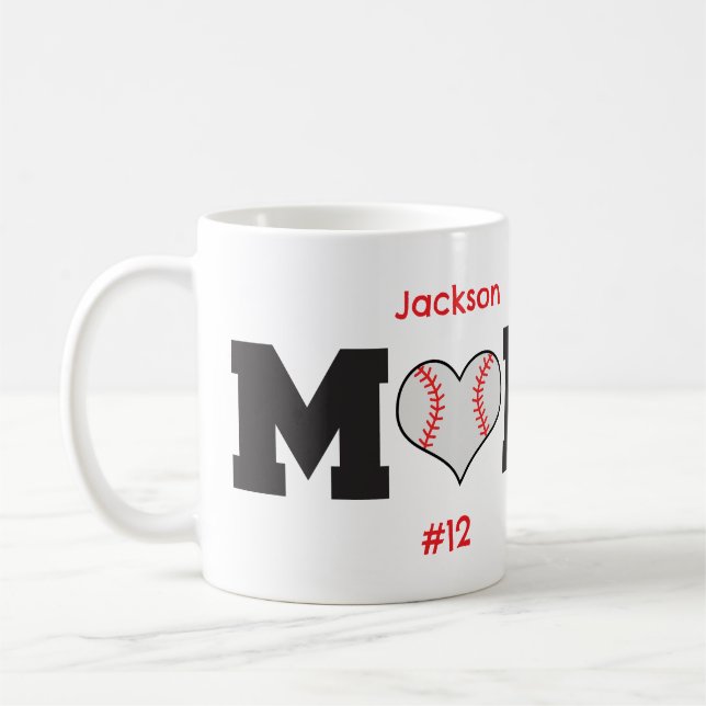 Personalisiertes Baseball-Mama-Geschenk Kaffeetasse (Links)