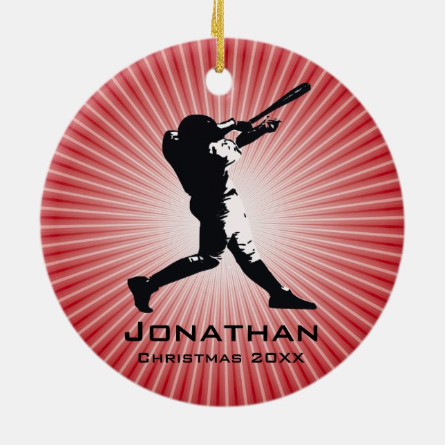 Personalisiertes Baseball-Player-Ornament Keramik Ornament (Hinten)