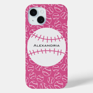 Personalisiertes Baseball-Softball-Muster auf rosa Case-Mate iPhone Hülle