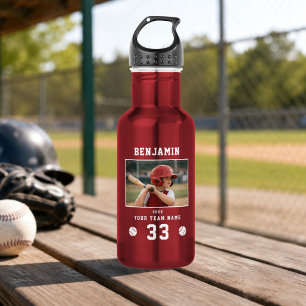 Personalisiertes Baseball-Spielerfoto Sport Edelstahlflasche