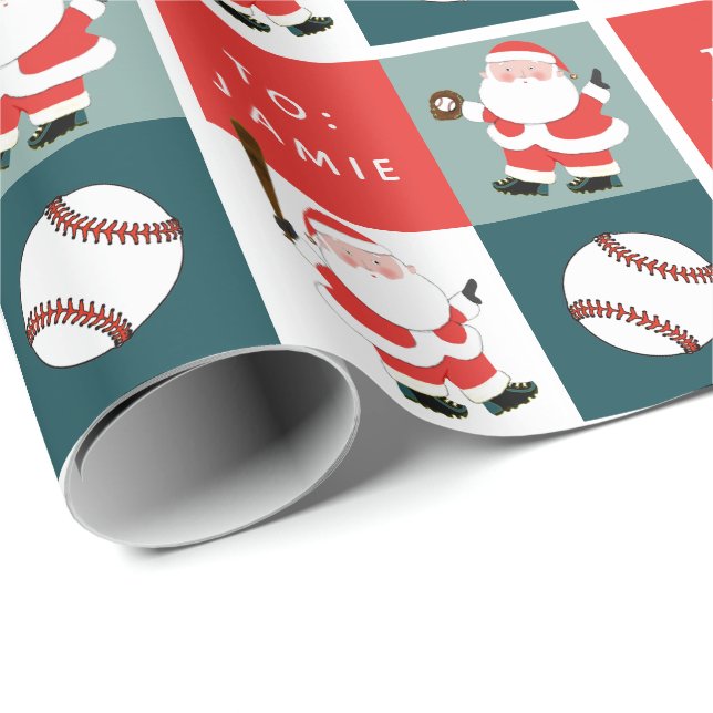 Personalisiertes Baseball-Urlaubsgeschenk Geschenkpapier (Rolleneckpunkt)