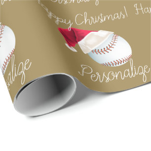 Personalisiertes Baseball Weihnachten Weihnachtsfe Geschenkpapier