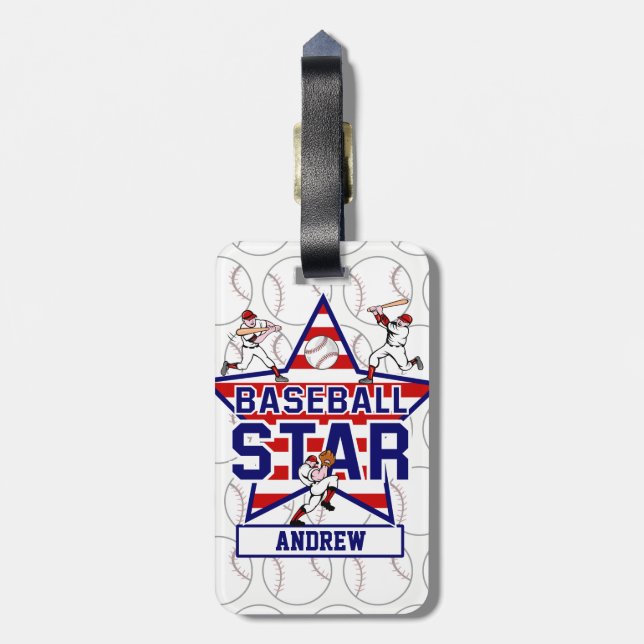 Personalisiertes Baseballsternenbanner - Gepäckanhänger (Rückseite vertikal)