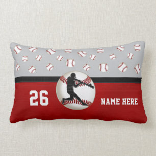 Personalisiertes Baseballthrow-Kissen, Rot, grau Lendenkissen