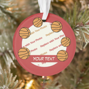 Personalisiertes Basketball-Foto und Text - 2 Seit Ornament