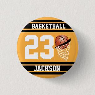 Personalisiertes Basketball-Gold und Schwarzes Button