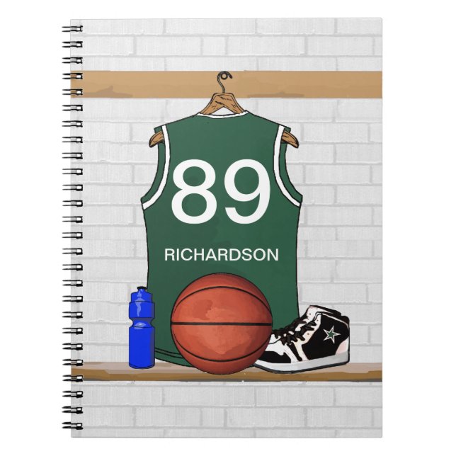 Personalisiertes Basketball Jersey (grün) Journal Notizblock (Vorderseite)