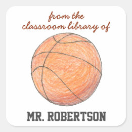 Personalisiertes Basketball-Lehrergeschenk-Exlibri Quadratischer Aufkleber