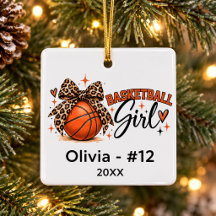 Personalisiertes Basketball-Mädchen Leopard-Bogen