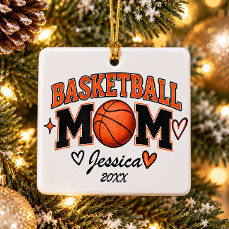 Personalisiertes Basketball-Mom Custom Name Weihna Keramikornament