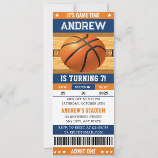 Personalisiertes Basketball-Spiel Ticket Geburtsta Einladung