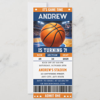 Personalisiertes Basketball-Spiel-Ticket Geburtsta Einladung