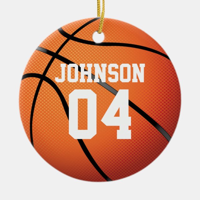 Personalisiertes Basketball-Team Weihnachten Keramik Ornament (Vorne)