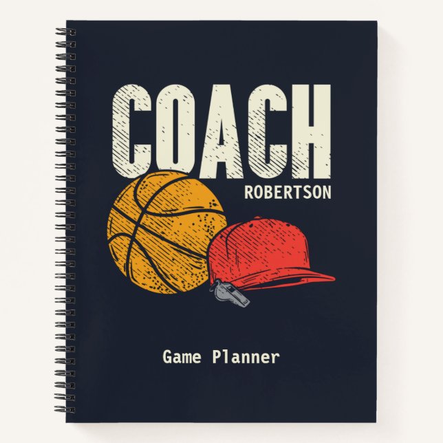 Personalisiertes Basketball-Trainerspiel Notizbuch (Vorderseite)
