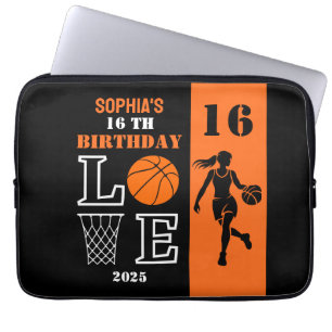 Personalisiertes Basketballspielermädchen, Geburts Laptopschutzhülle
