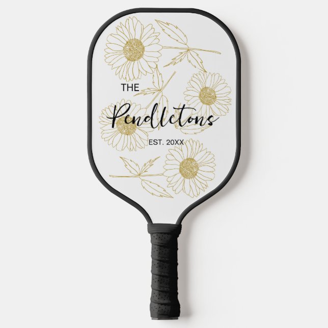 Personalisiertes Bauernhaus Chic Sonnenblume Pickleball Schläger (Vorderseite)