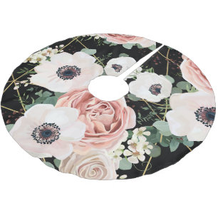 Personalisiertes Baumrock Geometric Garden Rose Bl Polyester Weihnachtsbaumdecke