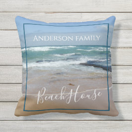 Personalisiertes Beach House Außenwirbelkissen Kissen