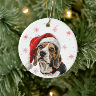 Personalisiertes Beagle-Hund-Weihnachten Keramik Ornament
