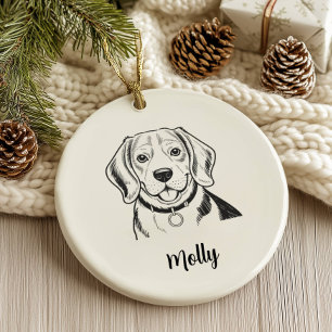 Personalisiertes Beagle-Hund-Weihnachten Keramik Ornament
