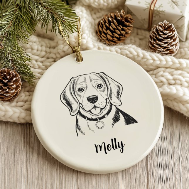 Personalisiertes Beagle-Hund-Weihnachten Keramik Ornament (Von Creator hochgeladen)