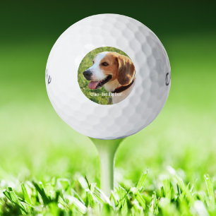 Personalisiertes Beagle-Hundefoto und Hundename Golfball