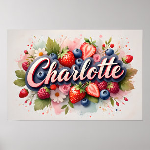 Personalisiertes Beeren-Blumen-Namensposter "Charl Poster
