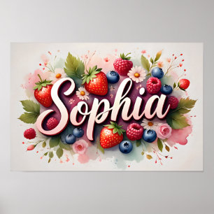Personalisiertes Beeren-Blumen-Namensposter – "Sop Poster