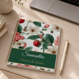 Personalisiertes Beeren-Blumen-Notizbuch mit indiv Notizbuch