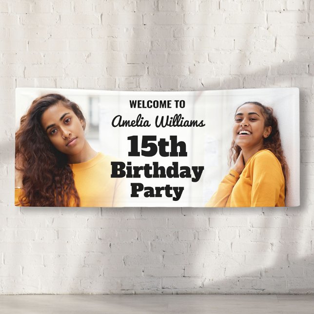 Personalisiertes Begrüßungszeichen 15. Geburtstags Banner (Personalized Welcome Sign 15th Birthday Girl Photo
)