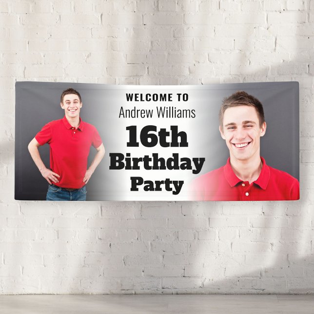 Personalisiertes Begrüßungszeichen 16. Geburtstag  Banner (Personalized Welcome Sign 16th Birthday Men Photo
)