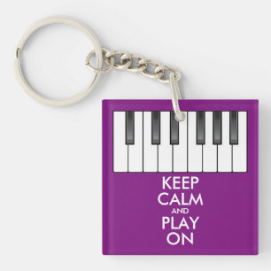 Personalisiertes BEHALTEN CALM und PLAY On-Keyboar Schlüsselanhänger