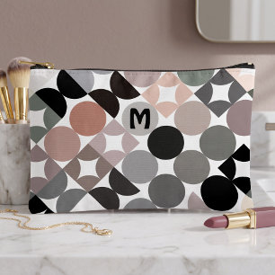 Personalisiertes Beige Grau Schwarzes abstraktes K Zubehörtasche