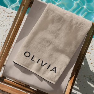 Personalisiertes beiges Monogramm Strandtuch