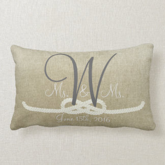 Personalisiertes Beiges Vintage Monogramm Familien Lendenkissen