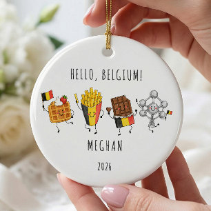 Personalisiertes Belgien-Urlaubs-Ornament Keramik Ornament