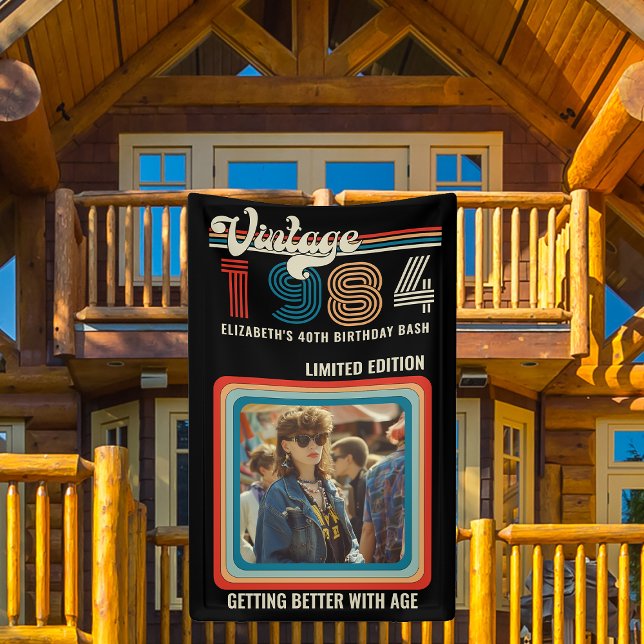 Personalisiertes beliebiges Vintages Foto Geburtst Banner (Von Creator hochgeladen)