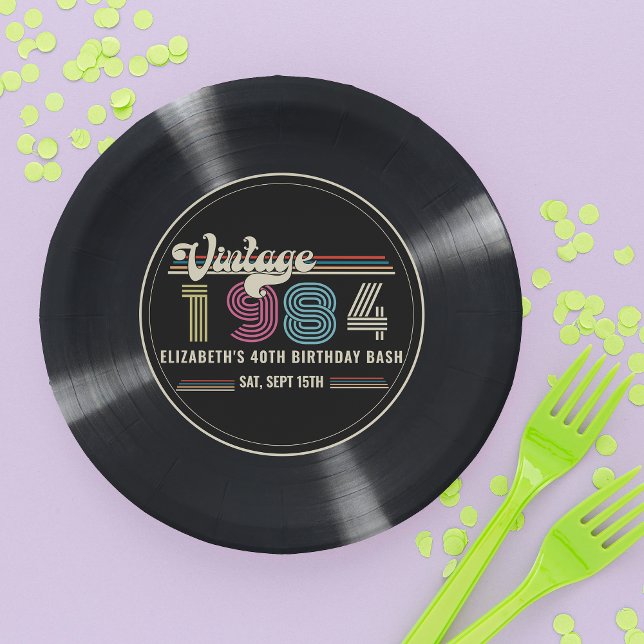 Personalisiertes beliebiges Vintages Foto Geburtst Pappteller (Von Creator hochgeladen)