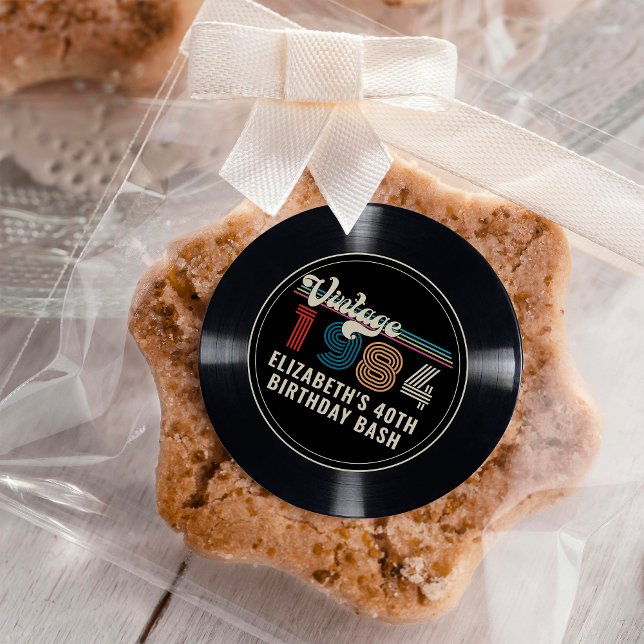 Personalisiertes beliebiges Vintages Foto Geburtst Runder Aufkleber (Von Creator hochgeladen)