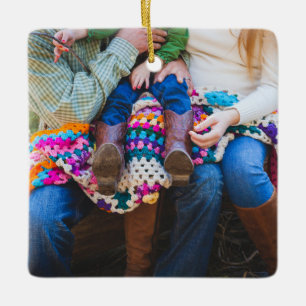 Personalisiertes benutzerdefiniertes Familienfoto Keramikornament