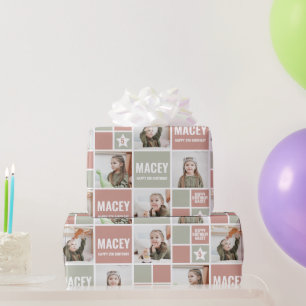 Personalisiertes benutzerdefiniertes Foto-Geburtst Geschenkpapier