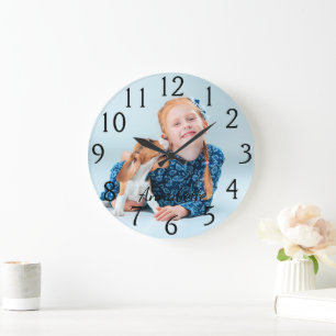 Personalisiertes benutzerdefiniertes Foto & Name Große Wanduhr