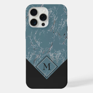 Personalisiertes benutzerdefiniertes Grau Türkis B iPhone 15 Pro Max Hülle