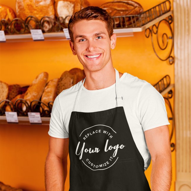 Personalisiertes, benutzerdefiniertes Logo für die Schürze (Custom black white logo apron for business.)
