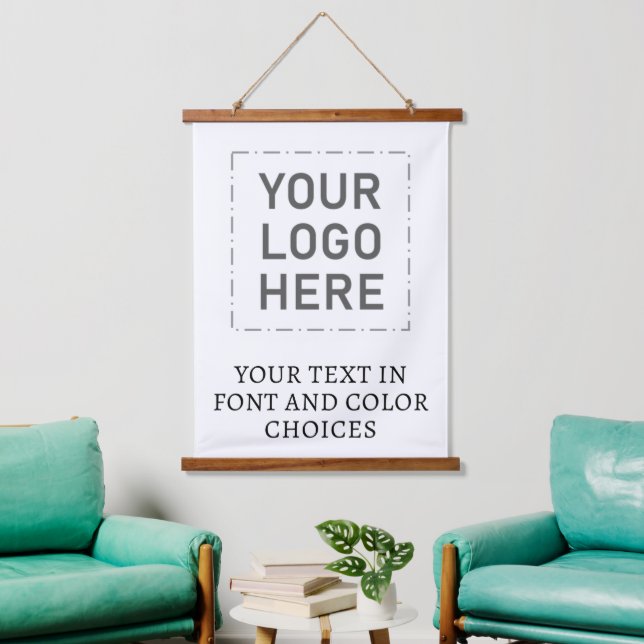 Personalisiertes benutzerdefiniertes Logo Wandteppich Mit Holzrahmen (Wohnzimmer)