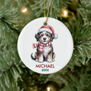 Personalisiertes Bernedoodle-Hunde-Weihnachten Keramik Ornament