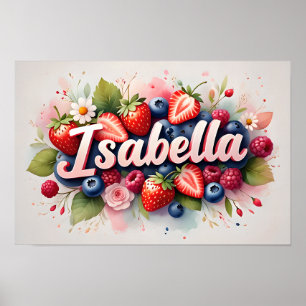 Personalisiertes Berry Floral Name Poster "Isabell
