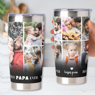 Personalisiertes Best Papa 8 Foto Collage Vater Thermobecher