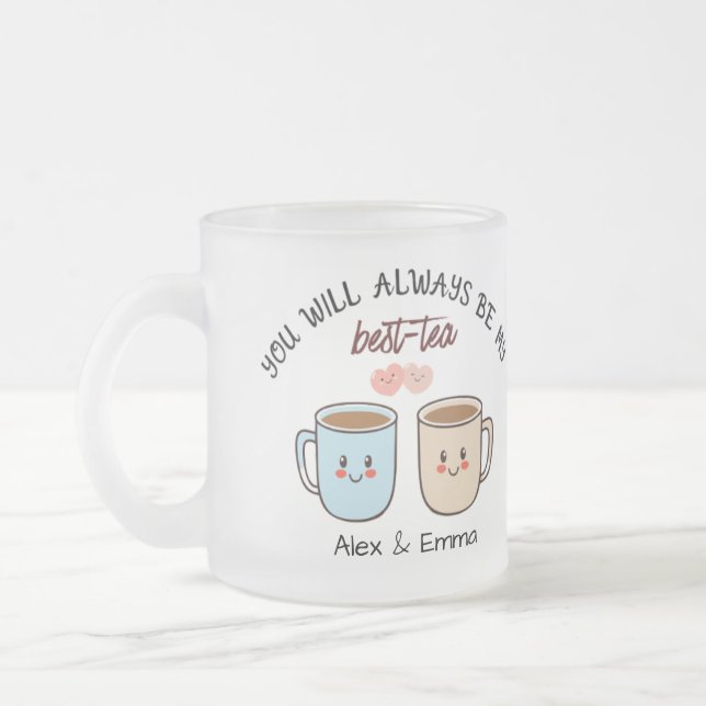 Personalisiertes Best-Tea-Paar  Mattglastasse (Links)